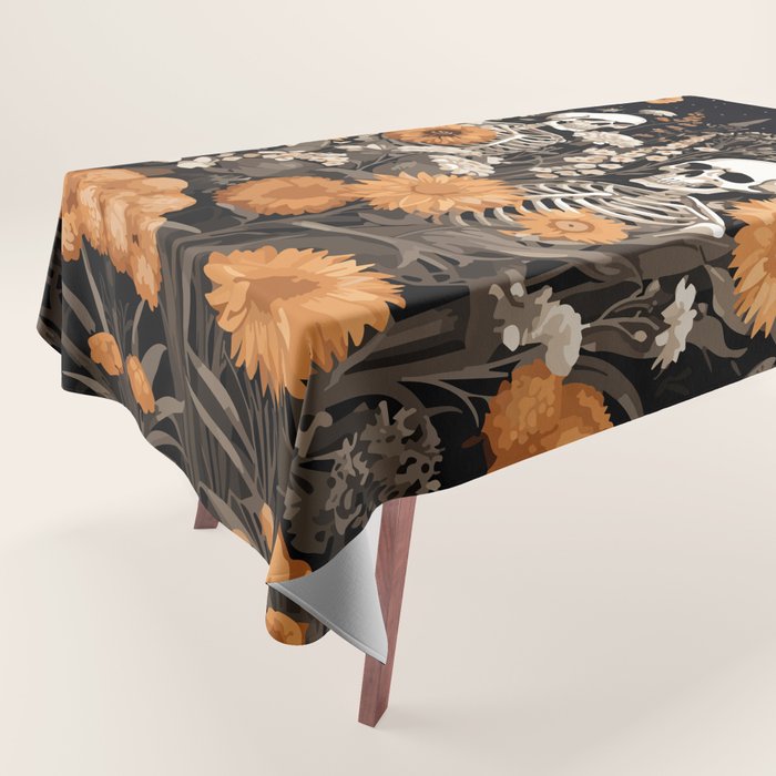 Bones and Blooms Skeleton Art Tablecloth Gallery Image 1