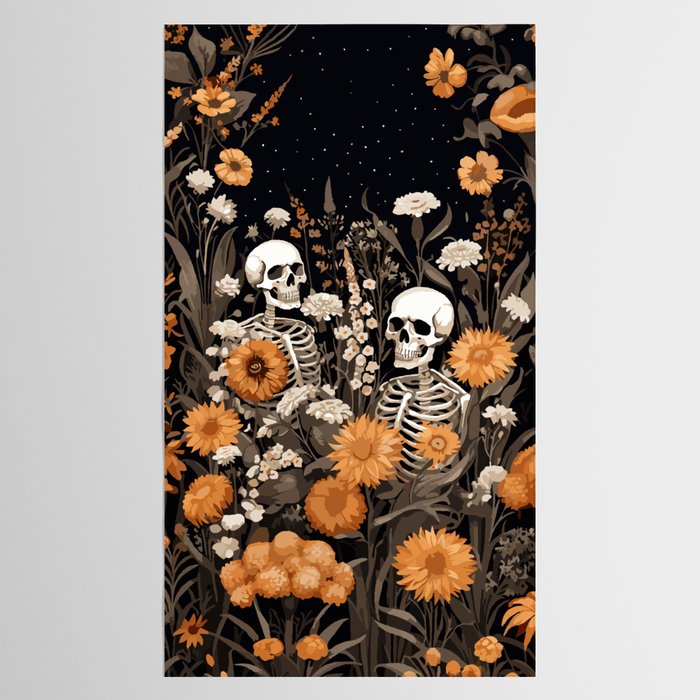 Bones and Blooms Skeleton Art Tablecloth Gallery Image 2