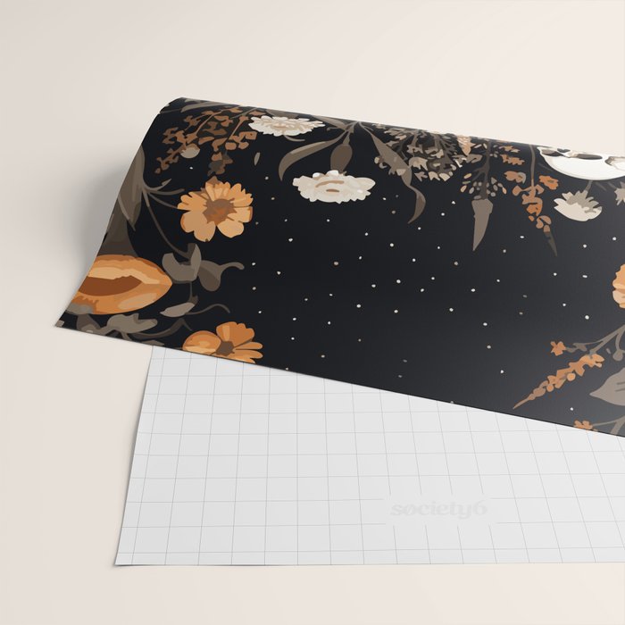 Bones and Blooms Skeleton Art Wrapping Paper Gallery Image 2