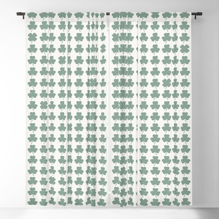 Clovers XXXII Sage Green Botanical Pattern Window Curtain Gallery Image 5
