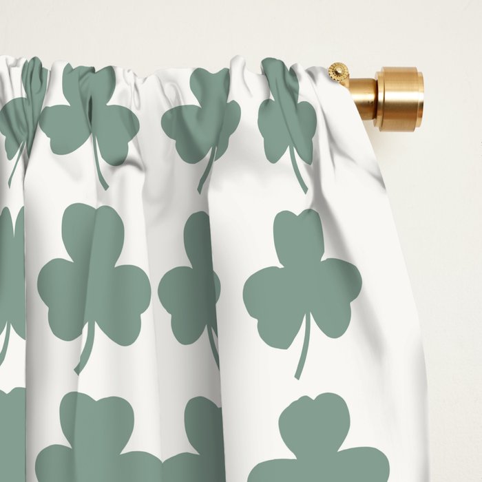 Clovers XXXII Sage Green Botanical Pattern Window Curtain Gallery Image 2