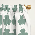 Clovers XXXII Sage Green Botanical Pattern Window Curtain Gallery Image 2