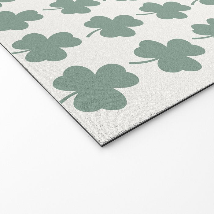 Clovers XXXII Sage Green Botanical Pattern Welcome Mat Gallery Image 2
