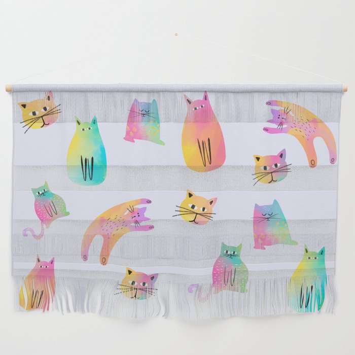 Rainbow Cats Pastel Wall Hanging Gallery Image 1