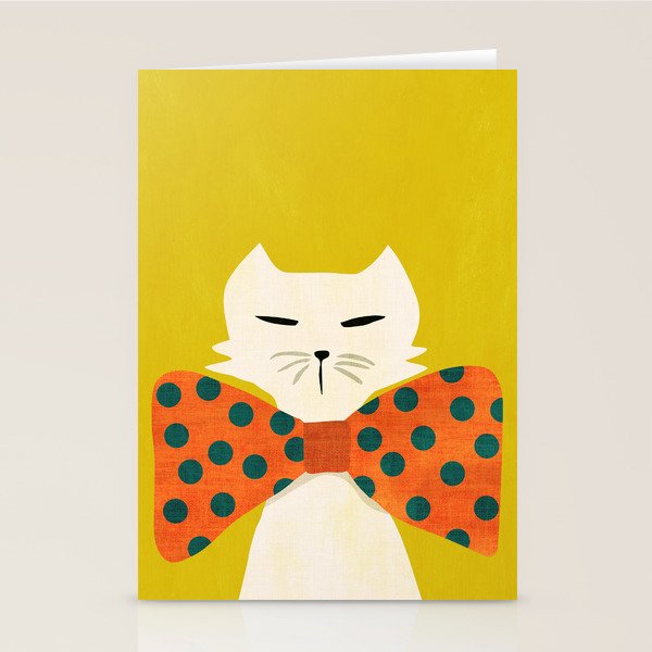Cat with incredebly oversized humongous bowtie Stationery Card Gallery Image 1