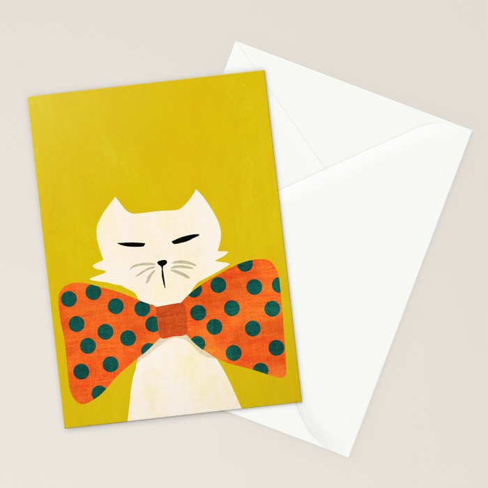 Cat with incredebly oversized humongous bowtie Stationery Card Gallery Image 2