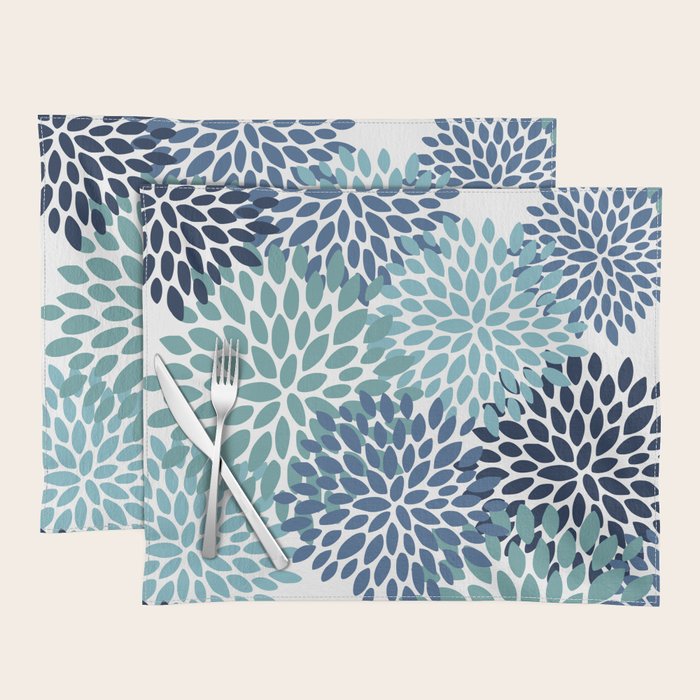 Floral Blooms, Navy, Blue and Teal Placemat Gallery Image 1