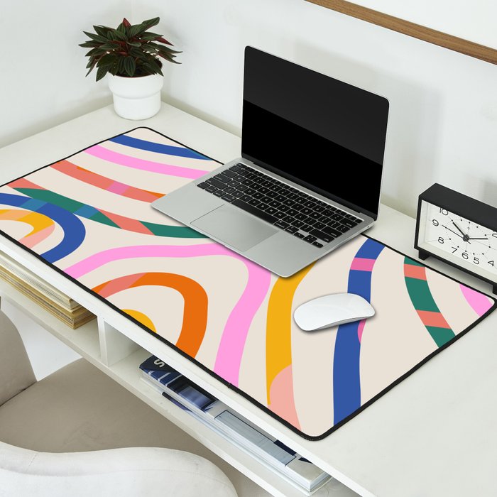 Whimsical Abstract Rainbows Lines Art Desk Mat Gallery Image 2
