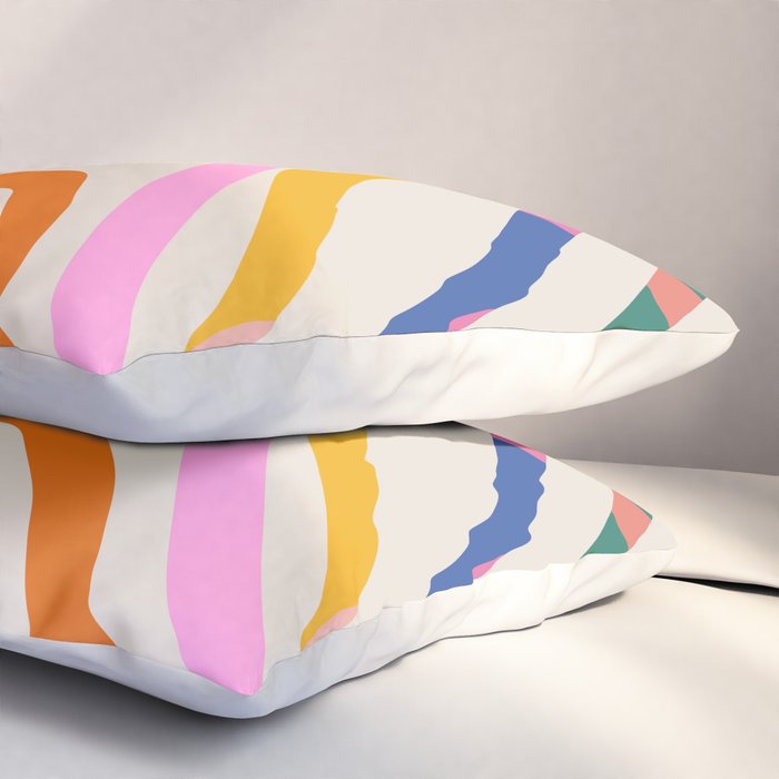 Whimsical Abstract Rainbows Lines Art Pillow Sham Gallery Image 3
