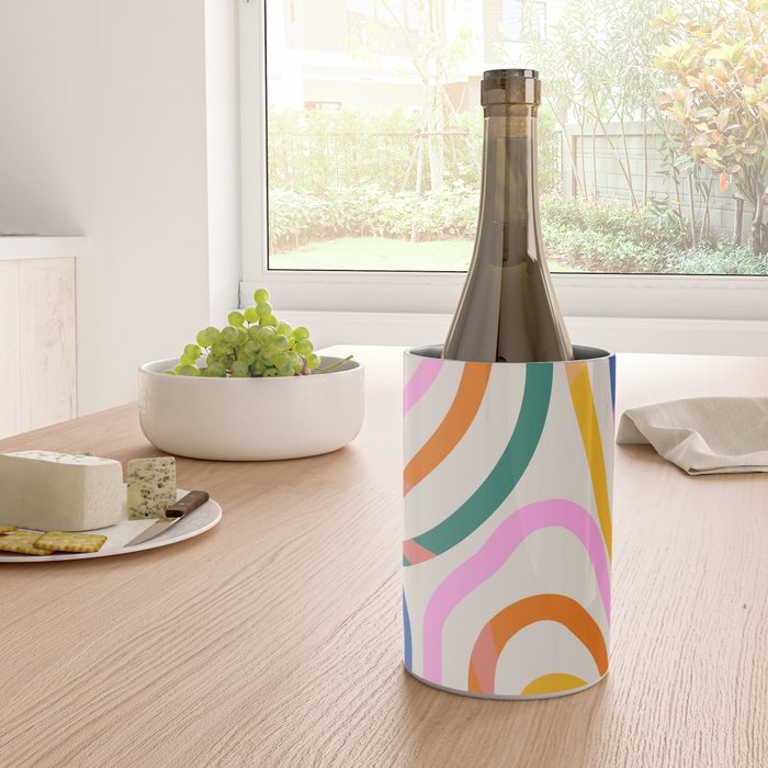Whimsical Abstract Rainbows Lines Art Wine Chiller Gallery Image 4