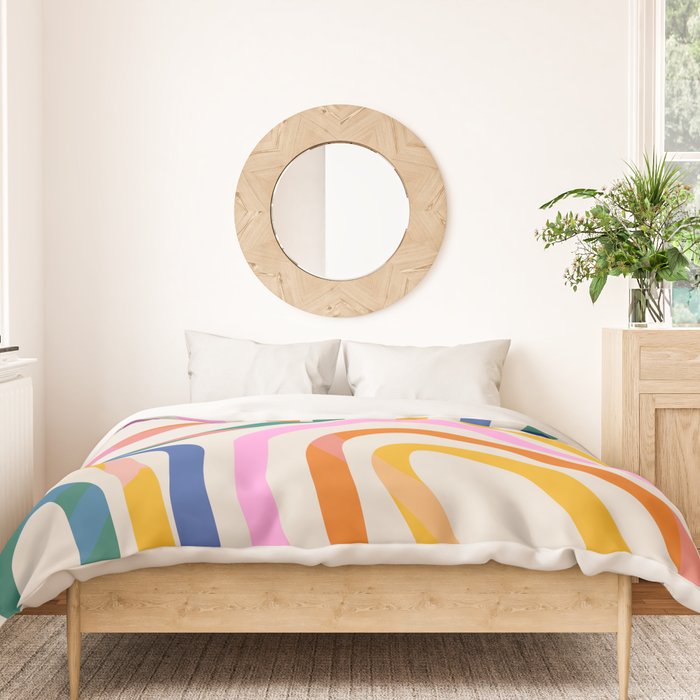 Whimsical Abstract Rainbows Lines Art Duvet Cover Gallery Image 3