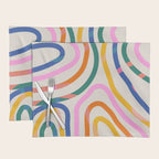 Whimsical Abstract Rainbows Lines Art Placemat Gallery Image 1