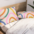 Whimsical Abstract Rainbows Lines Art Pillow Sham Gallery Image 2