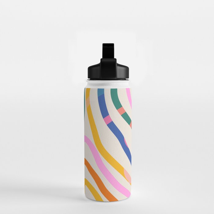 Whimsical Abstract Rainbows Lines Art Water Bottle Gallery Image 2