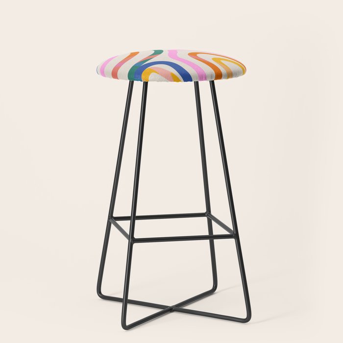 Whimsical Abstract Rainbows Lines Art Stool Gallery Image 1