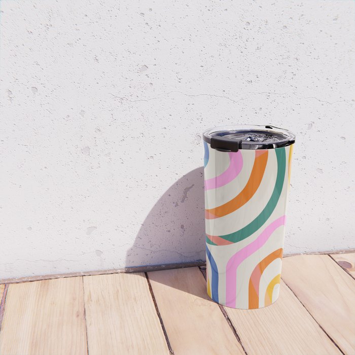 Whimsical Abstract Rainbows Lines Art Travel Mug Gallery Image 4