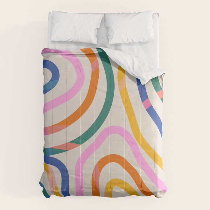 Whimsical Abstract Rainbows Lines Art Comforter Gallery Image 6