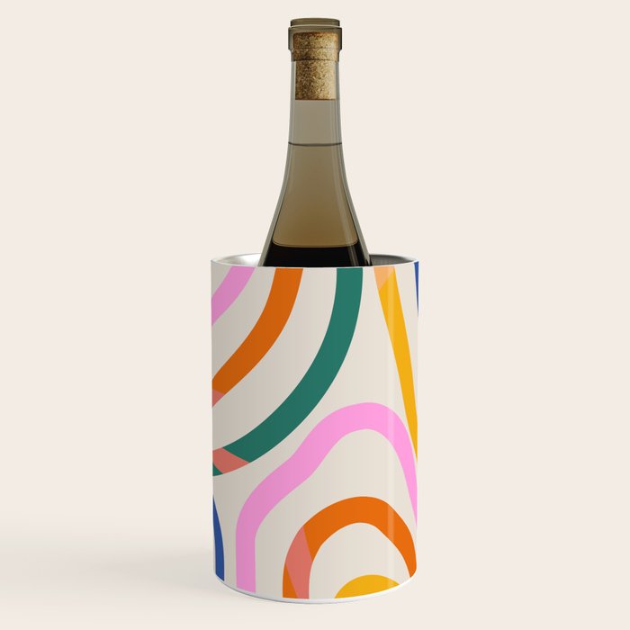 Whimsical Abstract Rainbows Lines Art Wine Chiller Gallery Image 1