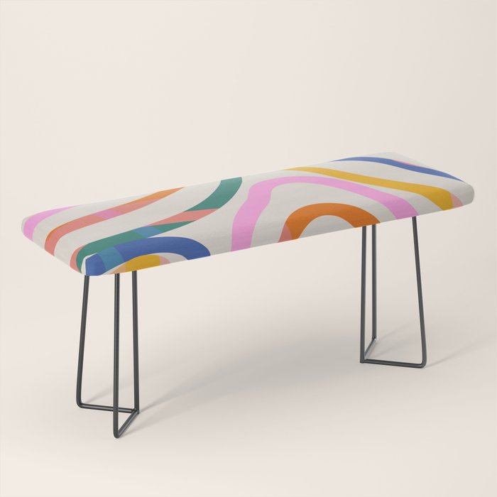 Whimsical Abstract Rainbows Lines Art Bench Gallery Image 1