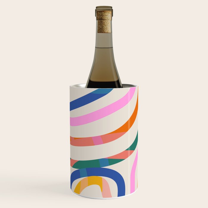 Whimsical Abstract Rainbows Lines Art Wine Chiller Gallery Image 2