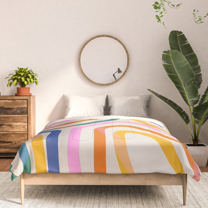 Whimsical Abstract Rainbows Lines Art Comforter Gallery Image 3