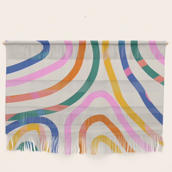 Whimsical Abstract Rainbows Lines Art Wall Hanging Gallery Image 1