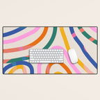 Whimsical Abstract Rainbows Lines Art Desk Mat Gallery Image 1