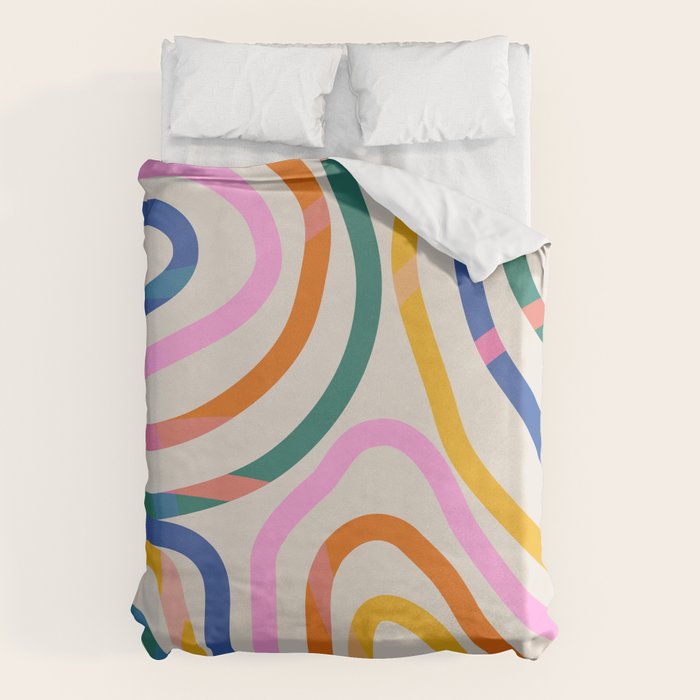 Whimsical Abstract Rainbows Lines Art Duvet Cover Gallery Image 1