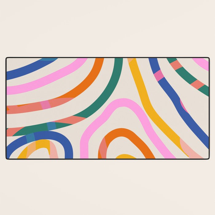 Whimsical Abstract Rainbows Lines Art Desk Mat Gallery Image 3