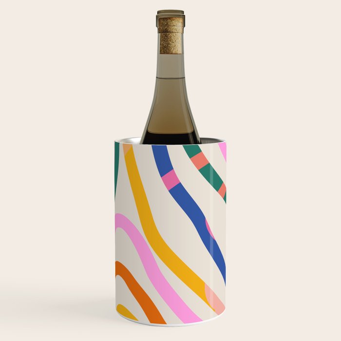 Whimsical Abstract Rainbows Lines Art Wine Chiller Gallery Image 3