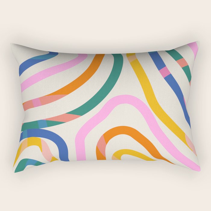 Whimsical Abstract Rainbows Lines Art Rectangular Pillow Gallery Image 2
