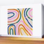 Whimsical Abstract Rainbows Lines Art Wall Mural Gallery Image 2