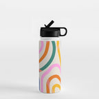 Whimsical Abstract Rainbows Lines Art Water Bottle Gallery Image 1
