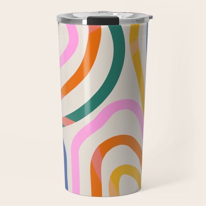 Whimsical Abstract Rainbows Lines Art Travel Mug Gallery Image 1