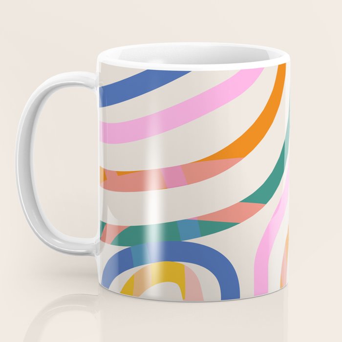 Whimsical Abstract Rainbows Lines Art Coffee Mug Gallery Image 3