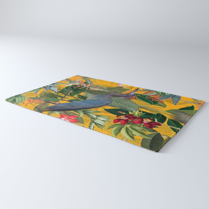 Vintage & Shabby Chic - Sunny Tropical Garden Blue Heron Rug Gallery Image 3