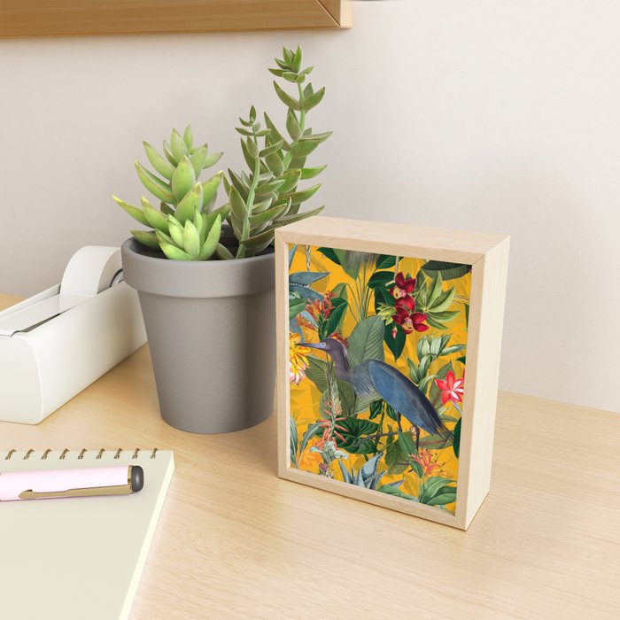 Vintage & Shabby Chic - Sunny Tropical Garden Blue Heron Mini Art Print Gallery Image 2