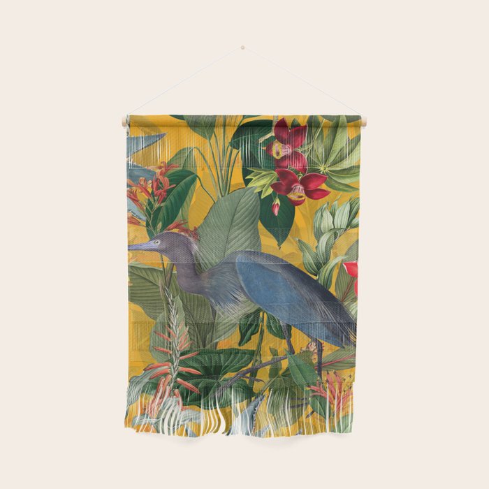 Vintage & Shabby Chic - Sunny Tropical Garden Blue Heron Wall Hanging Gallery Image 1