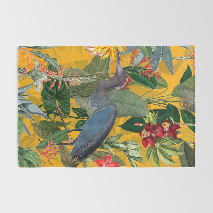 Vintage & Shabby Chic - Sunny Tropical Garden Blue Heron Rug Gallery Image 2