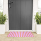 Sand Pink and Clematis Pink Summer Gazebo Stripes Welcome Mat Gallery Image 3