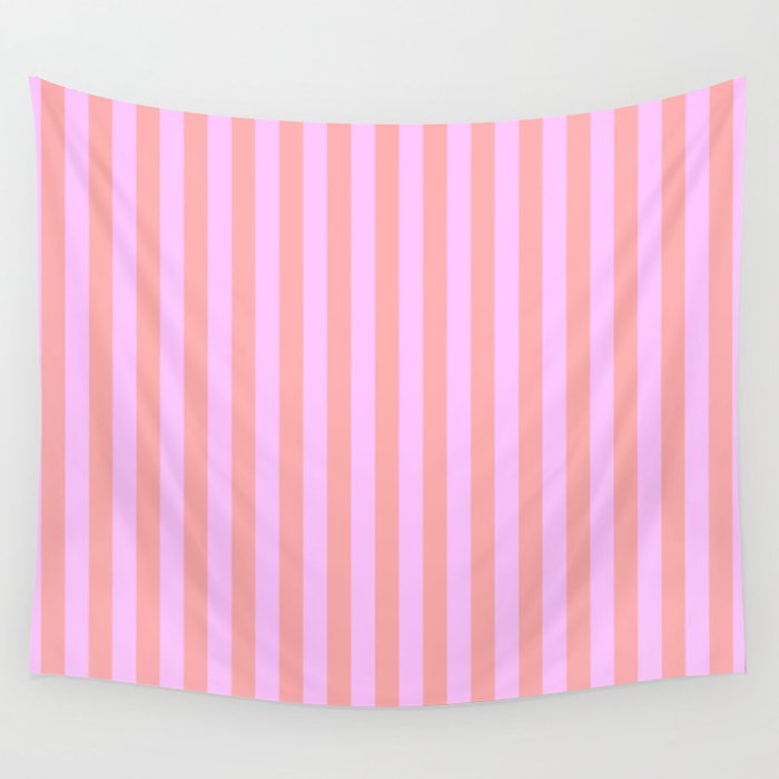 Sand Pink and Clematis Pink Summer Gazebo Stripes Wall Tapestry Gallery Image 1