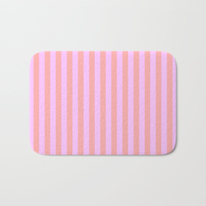 Sand Pink and Clematis Pink Summer Gazebo Stripes Bath Mat Gallery Image 1