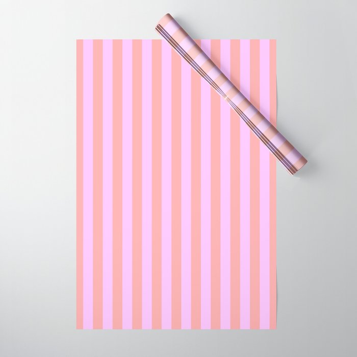Sand Pink and Clematis Pink Summer Gazebo Stripes Wrapping Paper Gallery Image 1