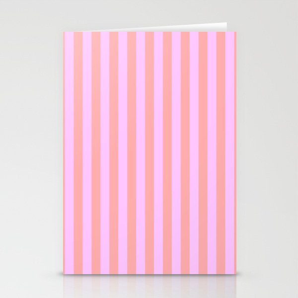 Sand Pink and Clematis Pink Summer Gazebo Stripes Stationery Card Gallery Image 1