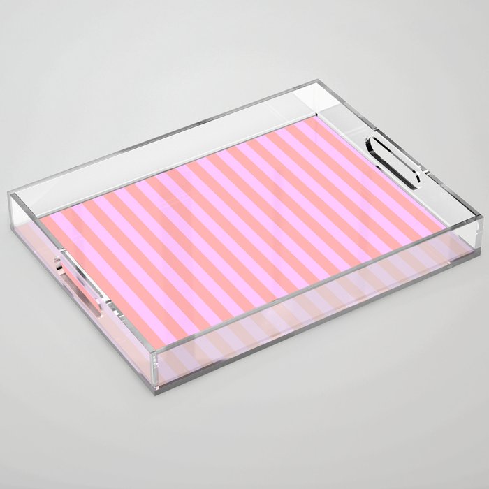 Sand Pink and Clematis Pink Summer Gazebo Stripes Acrylic Tray Gallery Image 1