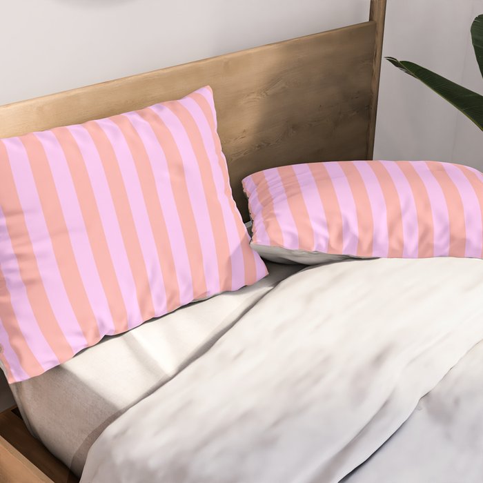 Sand Pink and Clematis Pink Summer Gazebo Stripes Pillow Sham Gallery Image 2