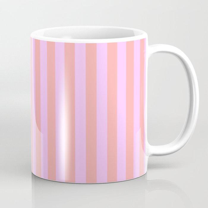 Sand Pink and Clematis Pink Summer Gazebo Stripes Coffee Mug Gallery Image 1