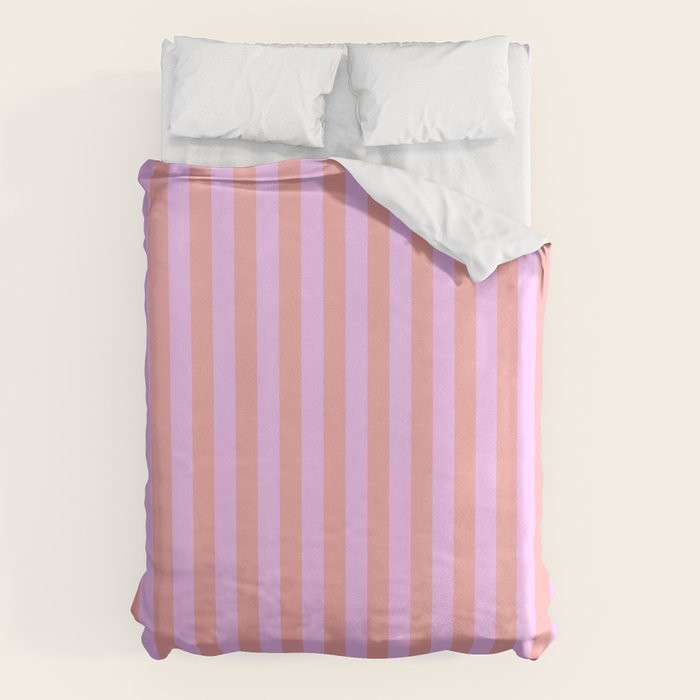 Sand Pink and Clematis Pink Summer Gazebo Stripes Duvet Cover Gallery Image 1