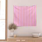 Sand Pink and Clematis Pink Summer Gazebo Stripes Wall Tapestry Gallery Image 2
