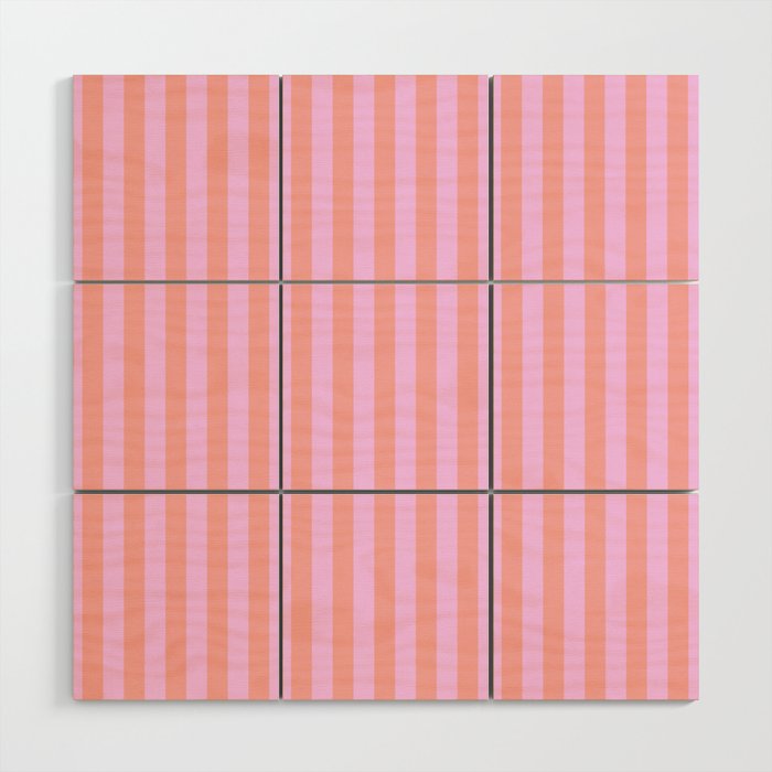 Sand Pink and Clematis Pink Summer Gazebo Stripes Wood Wall Art Gallery Image 1